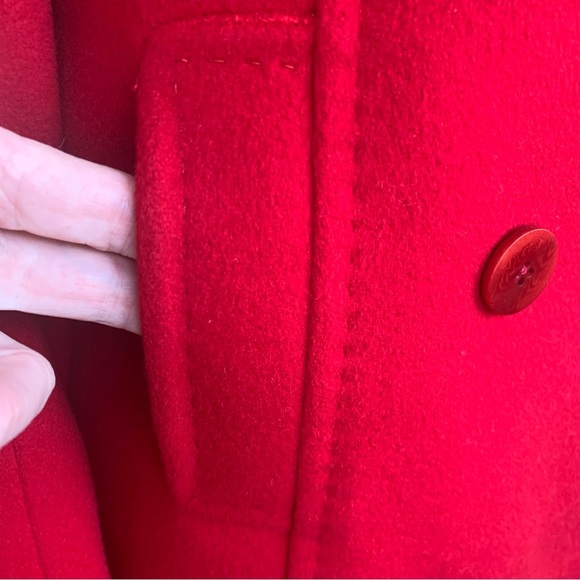 Fleurette Loro Piana Red Wool Double Breasted Pea Coat Womens Size 6 - Picture 5 of 14